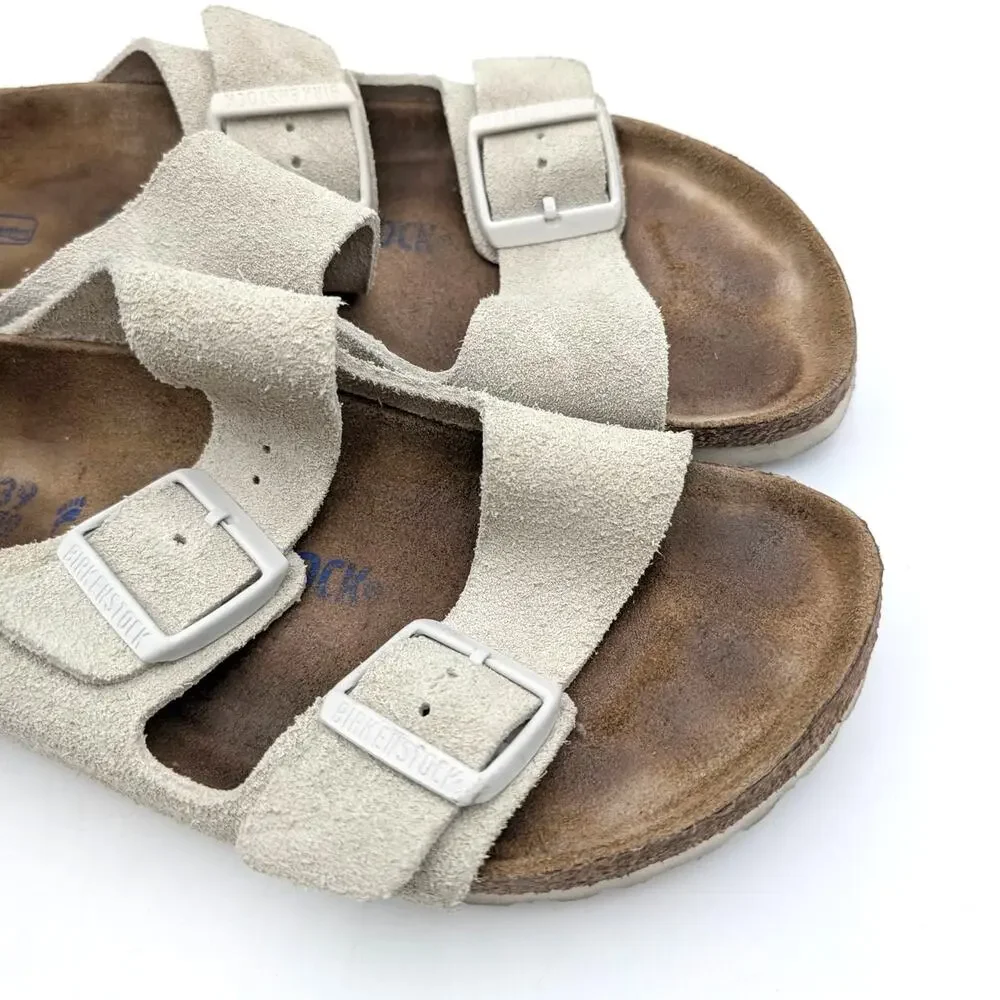 Birkenstock Arizona Soft Footbed Leather Sandal Unisex Oyster Sz USW8/M6 EU39 - Picture 9 of 10